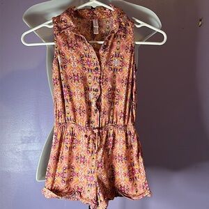 Xhilaration Girls Floral Multi-Color One Piece Romper Size 6/6X Button Front
